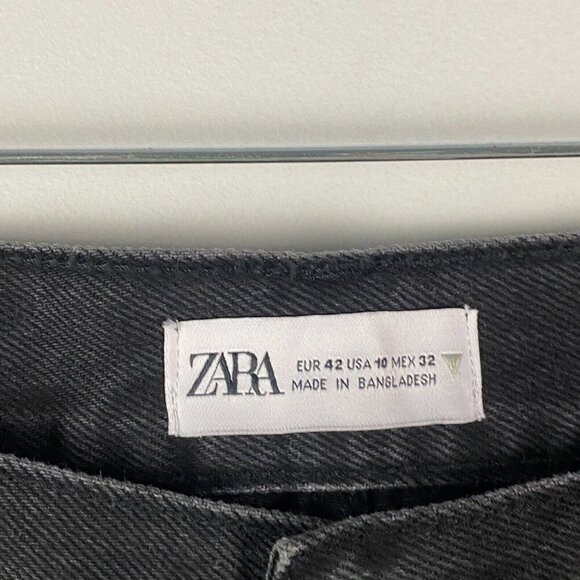 Zara Retro Cycling Shorts Womens Size 32 Cutoff Denim Bermuda Black Button Fly - Picture 4 of 12